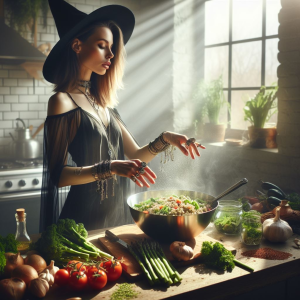 Making Spring Equinox Quinoa Salad