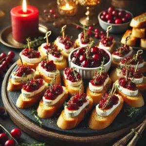 Spiced Cranberry and Brie Crostini