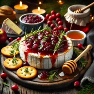 Winter Herb Baked Brie with Cranberry Chutney