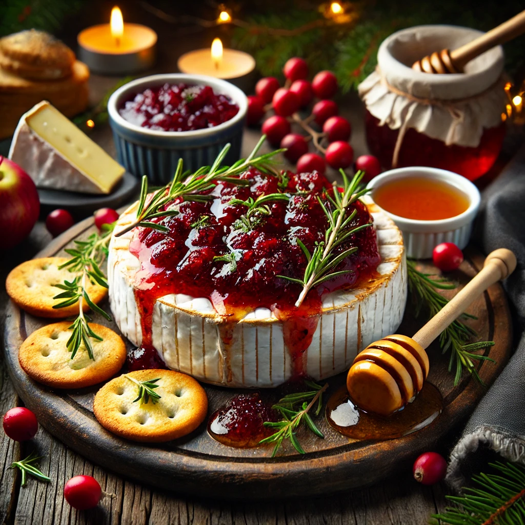 Winter Herb Baked Brie with Cranberry Chutney
