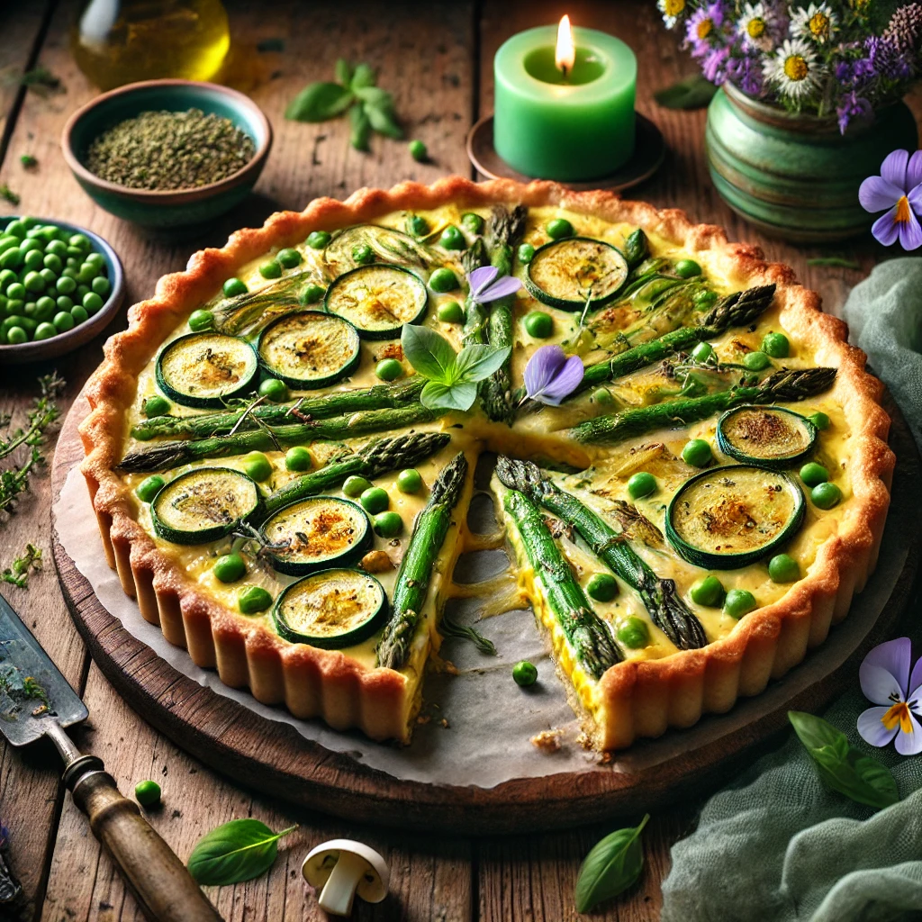 Spring Cheesy Vegetable Garden Tart